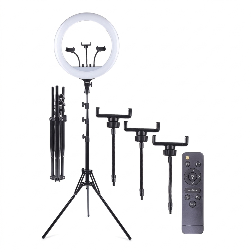 18-Inch LED Ring Light Kit with Adjustable Tripod & Multi-Device Mounts