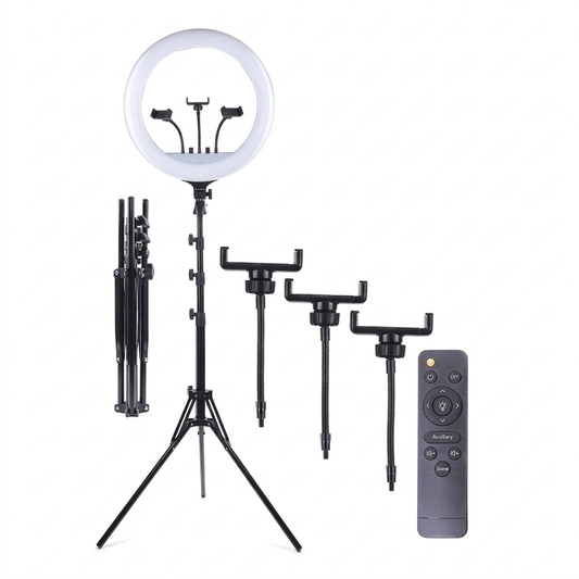 18-Inch LED Ring Light Kit with Adjustable Tripod & Multi-Device Mounts