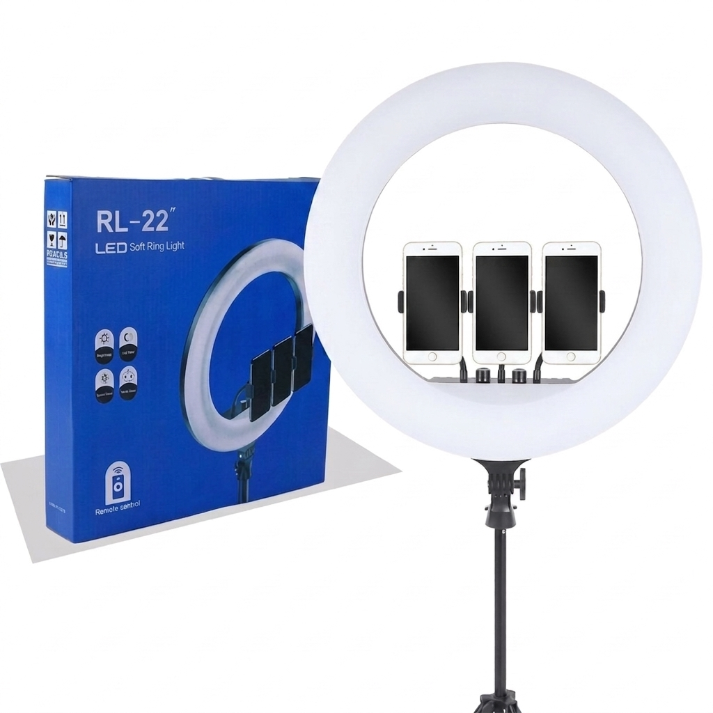 RL-22 Professional 22-Inch LED Soft Ring Light with Triple Device Mount